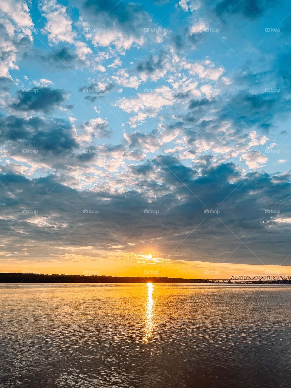 Beautiful sunset on the Volga river