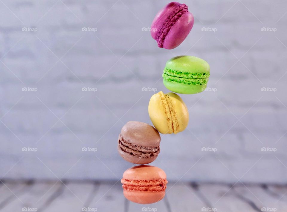 falling colorful macaroons