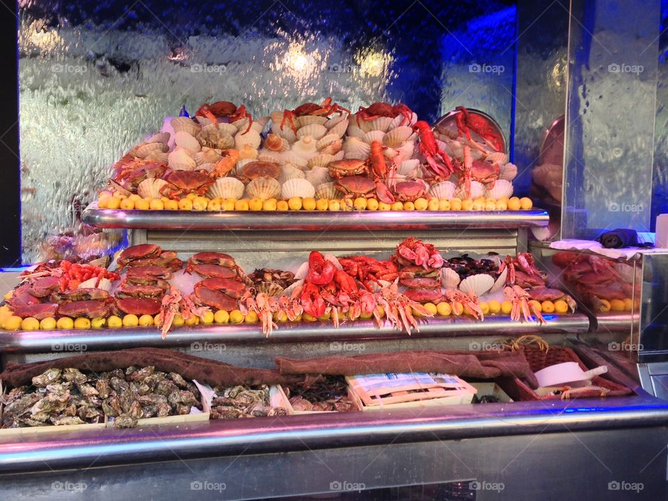 Fresh seafood market in Paris. 