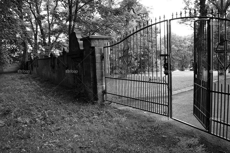 Cemetery gate in Boleslawiec, Poland. 