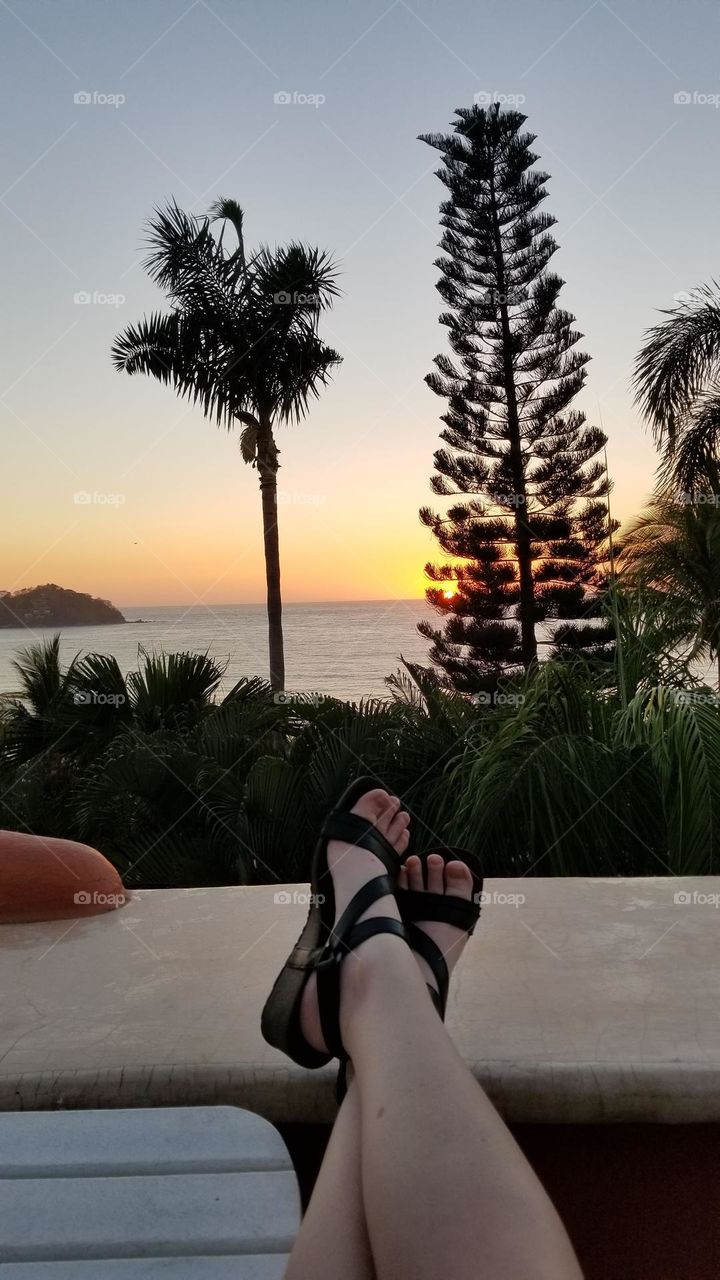 barefeet in sunset