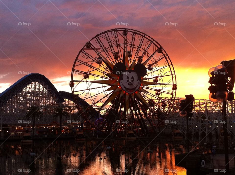 sunset ferris wheel anaheim mickey mouse by kghilieri