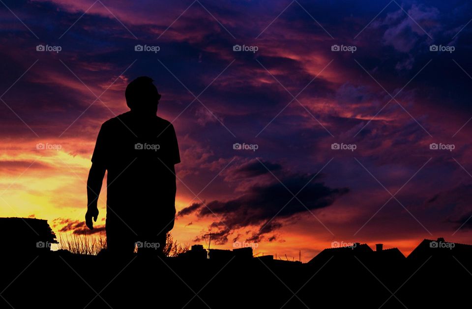 Man and sunset