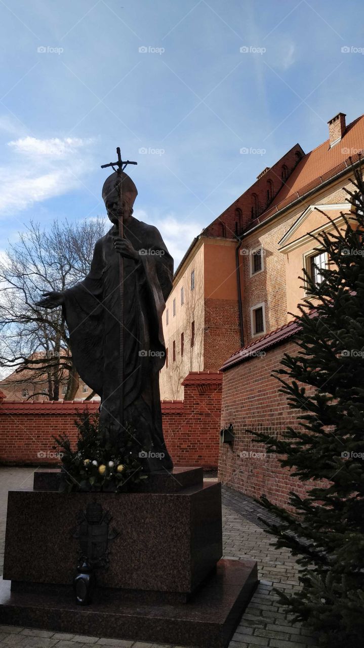 Statue of the Pope John Paul II in Krakow, Poland