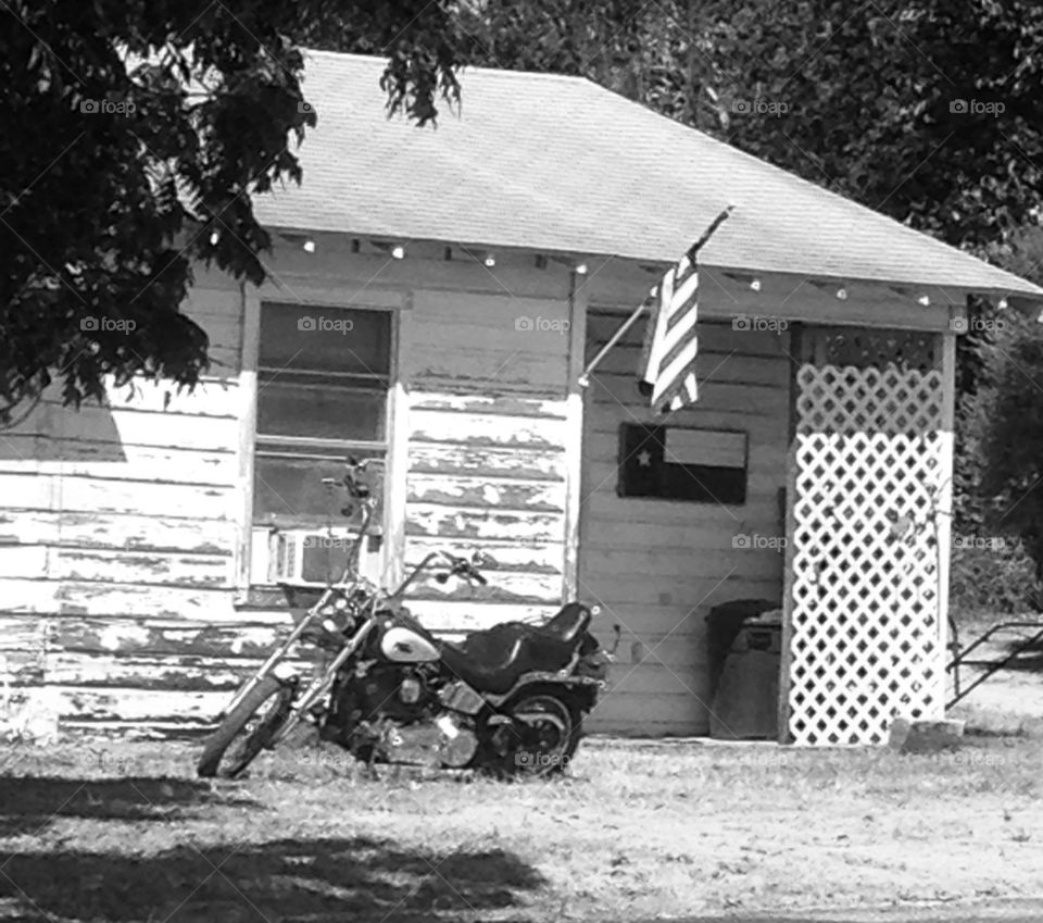 Black and white motorcycle 