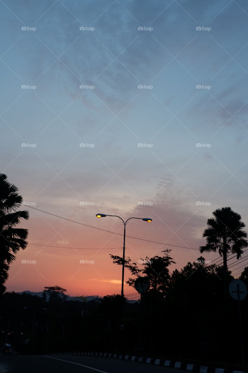 Sky at the lonely road