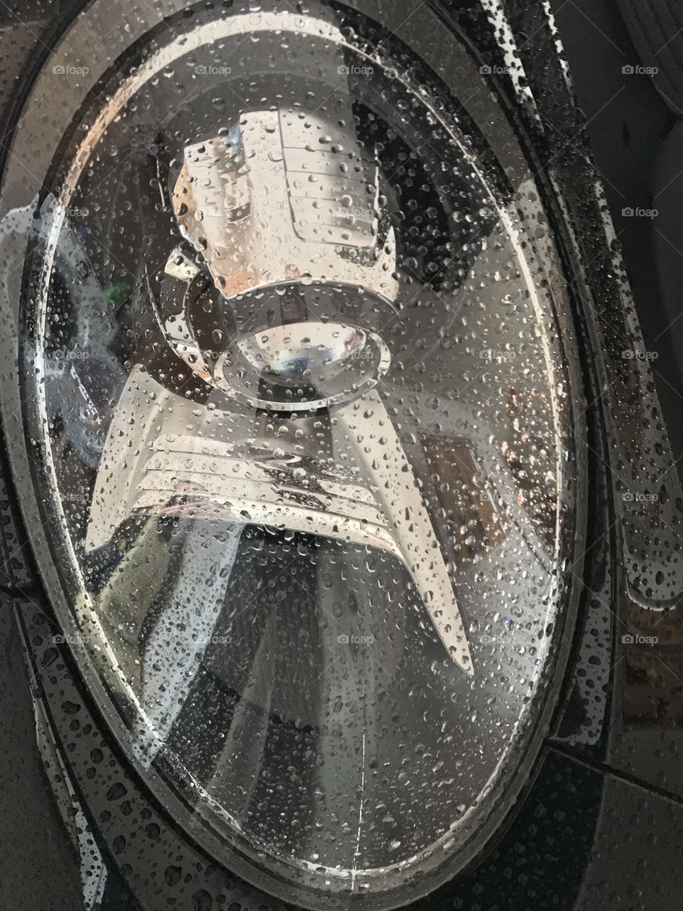 Headlight lens in rain