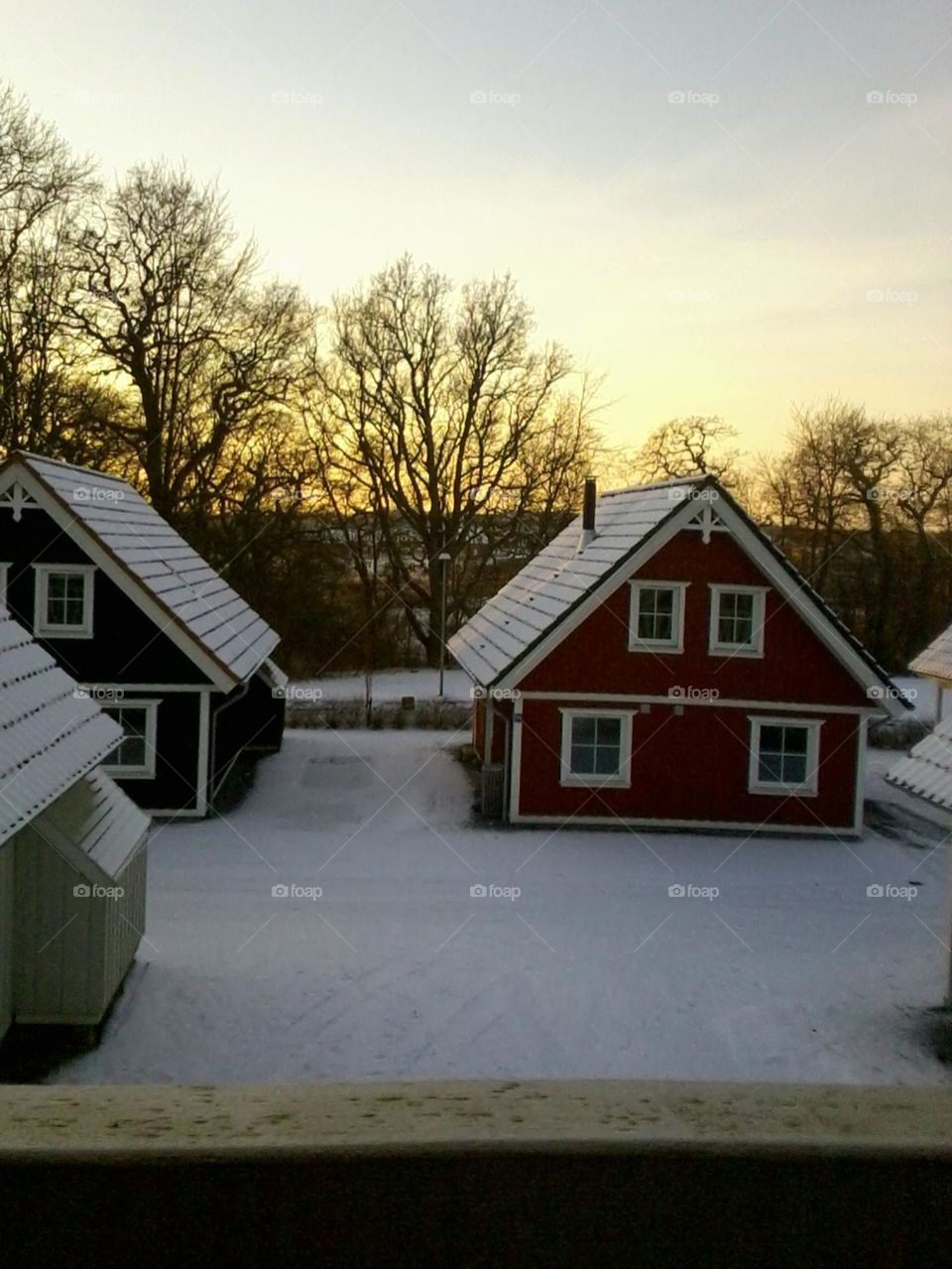Beautiful snow-covered house in Denmark