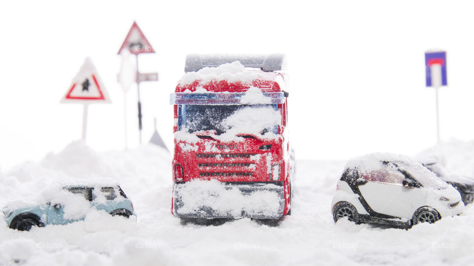 Winter cars in the snow