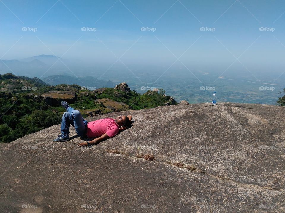 Relaxing on mountain top