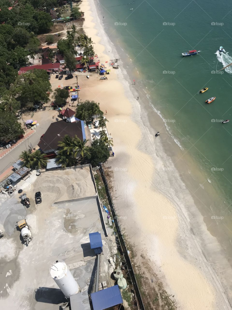 Air view of a beautiful beach in langkawi island in malaysia 