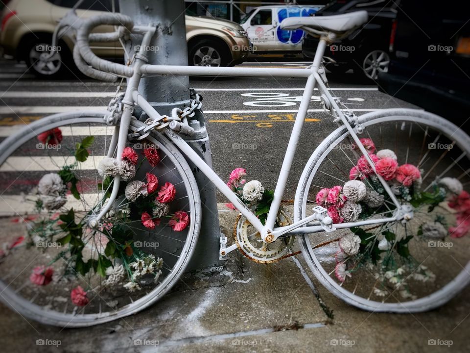 Ghost bike in Williamsburg Brooklyn, New York City 