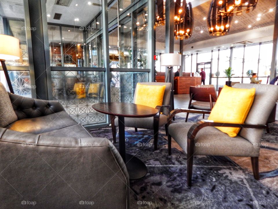 Hilton Hotel lobby canary warf