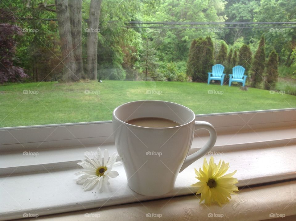 Enjoying a cup of coffee on a Spring morning.