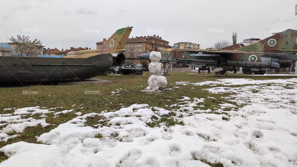 Snowman in the military museum, Sofia, Bulgaria