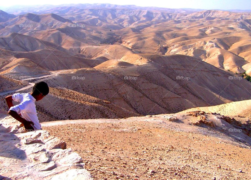 Young Bedouin boy in the Judean Wilderness in Israel