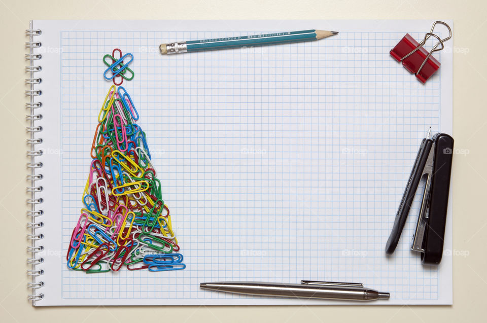 Christmas tree made of colored clips