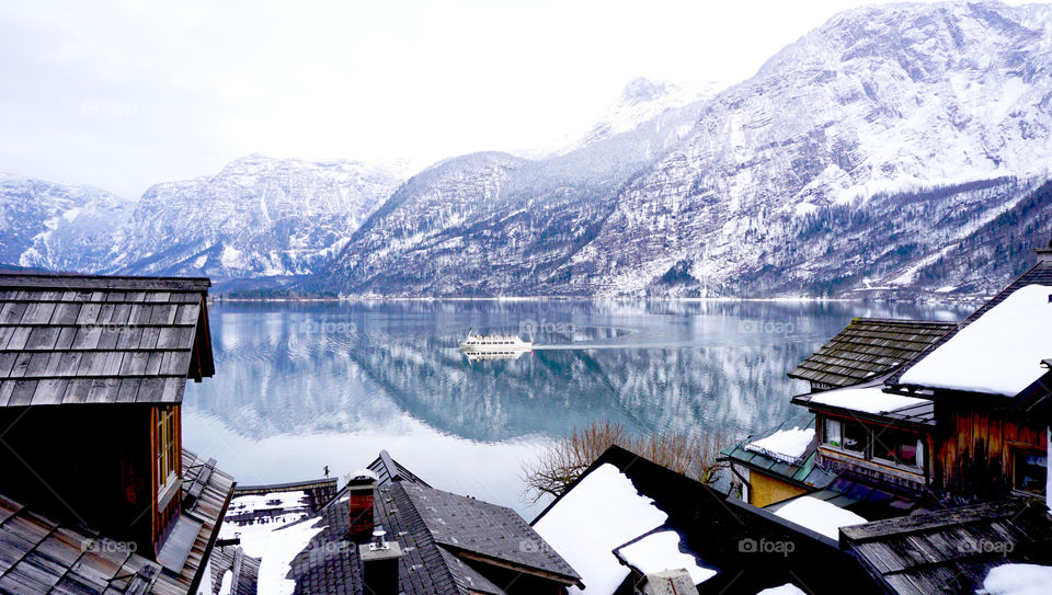 View of townhouse in Hallstatt, Austria