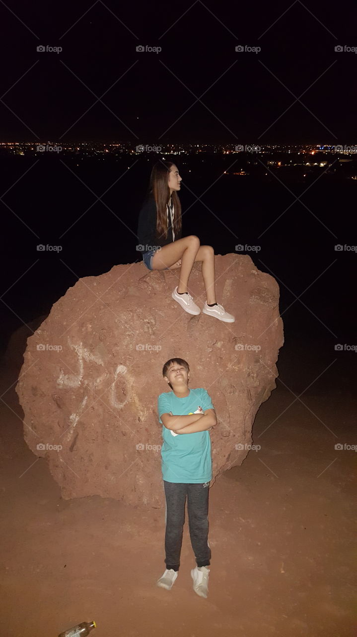 The Hole-in-the-Rock in Phoenix AZ, and my kids just finding their way around! Great place for a night cap!