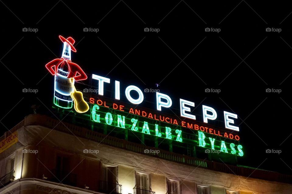 Tio Pepe sign in Puerta del Sol, Madrid 
