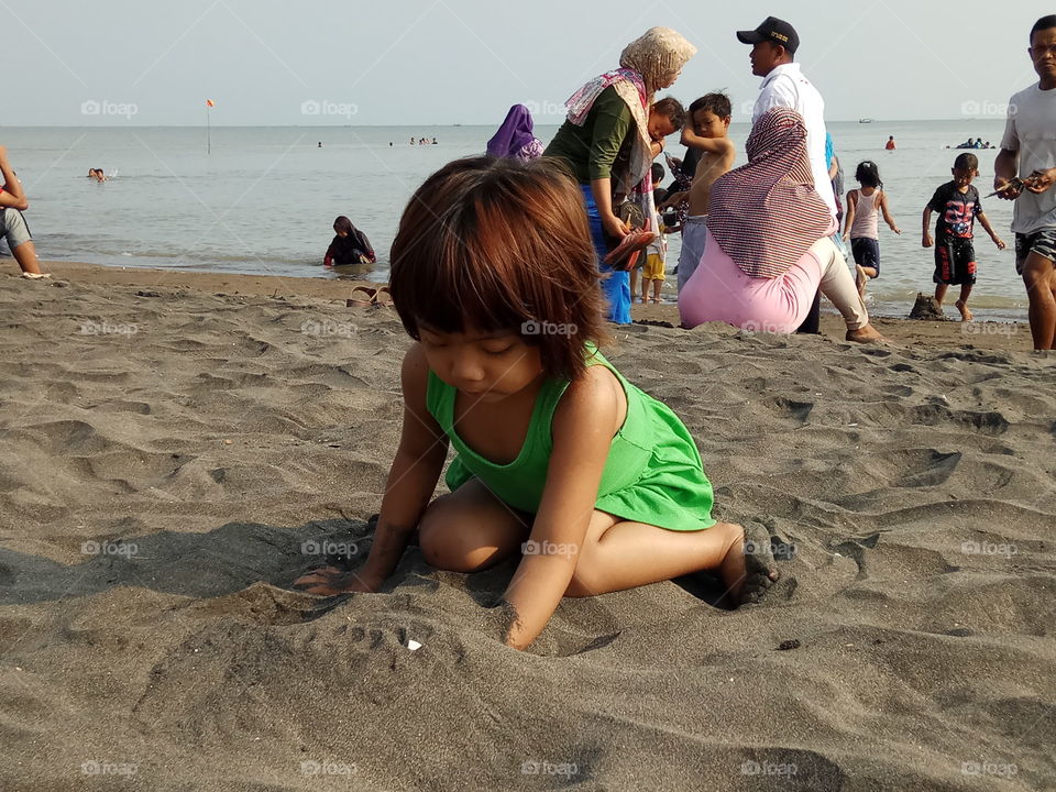 Beach, Child, Seashore, Water, Sea