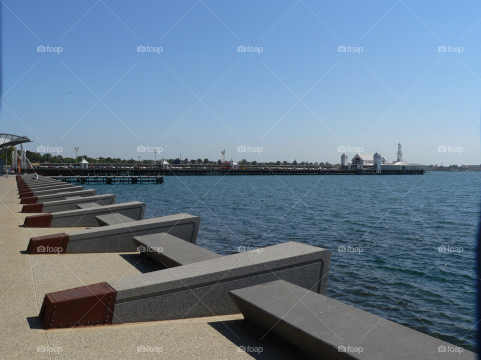 water bay pier blue sky by auscro