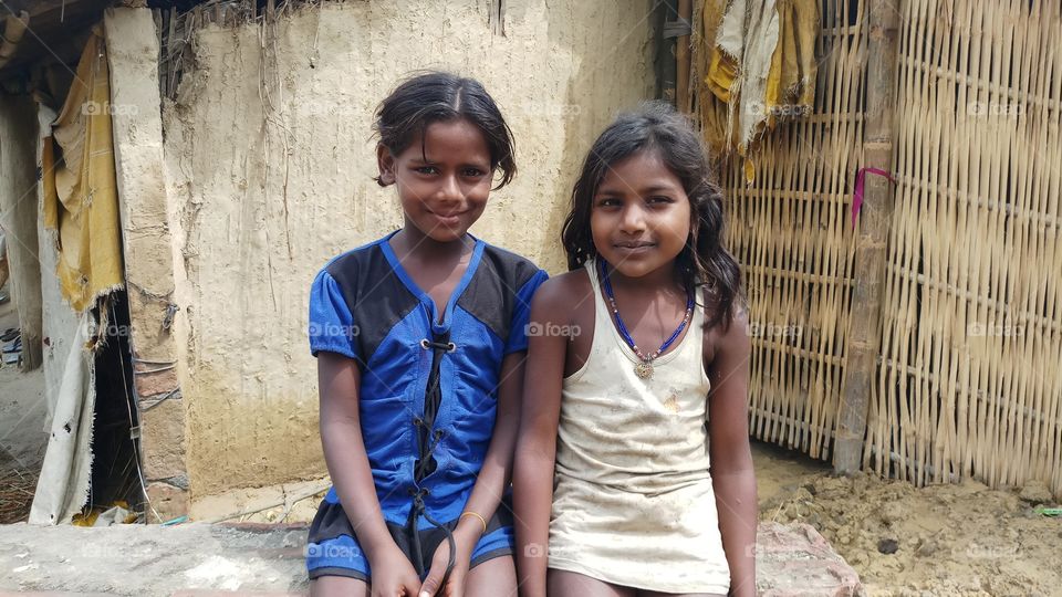 Two cute girl of village