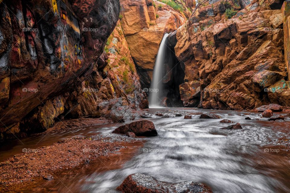 Scenic view of waterfall