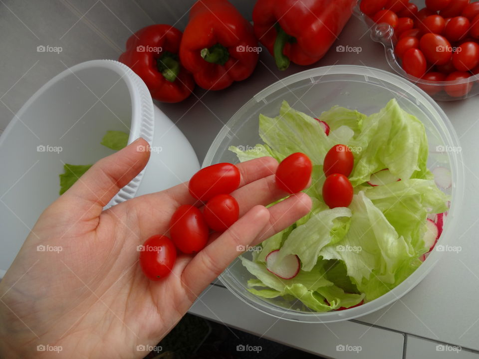 healthy breakfast full of vitamins - fresh salad