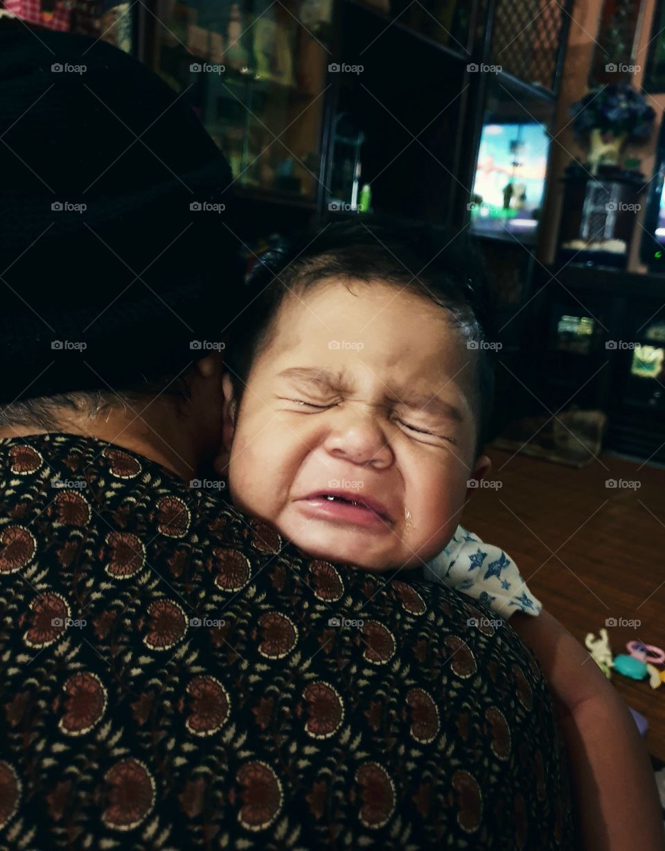 Cute sad moment with grandmom