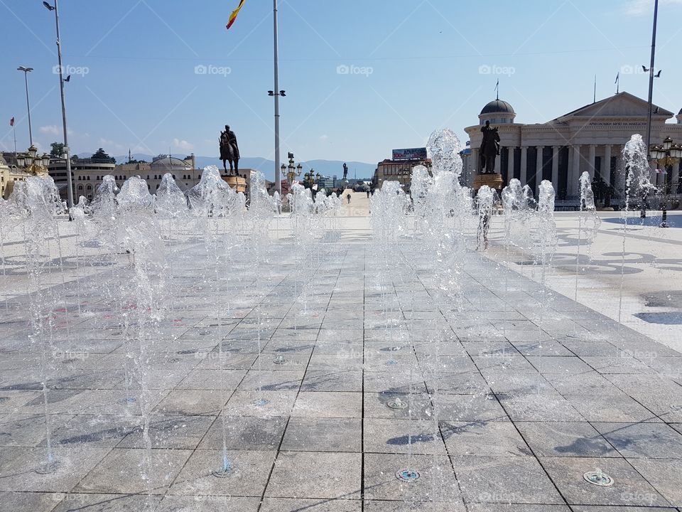 city fountain splash