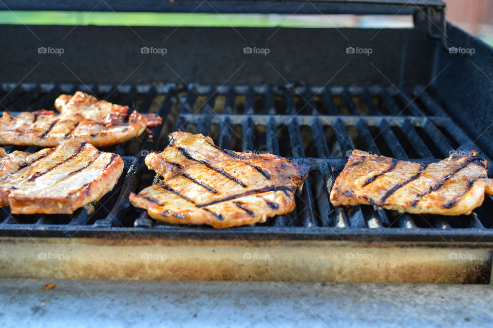 Pork chops on the grill