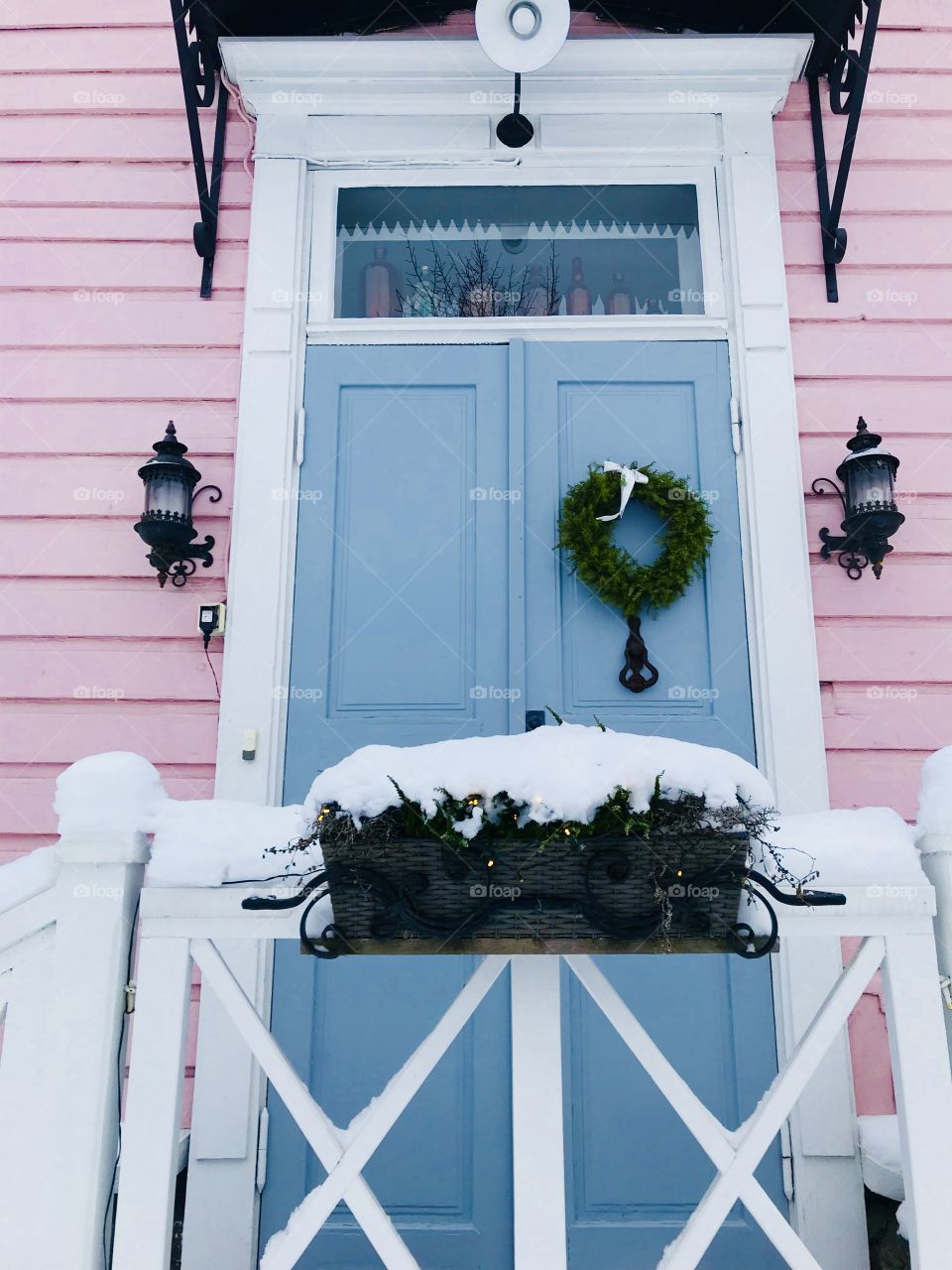     the door of the apartment house, decorated for Christmas. Finland 🇫🇮 Suomi ,Finland🇫🇮🇫🇮🇫🇮🇫🇮- Christmas in Finland Hamina in winter ❄️