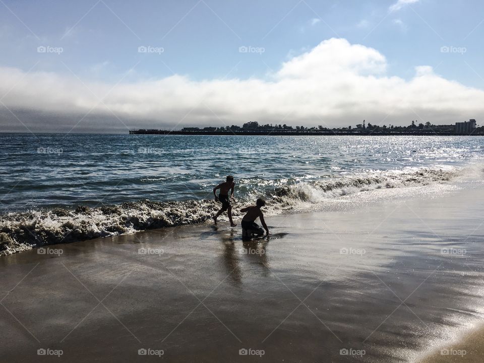 Playing in the waves