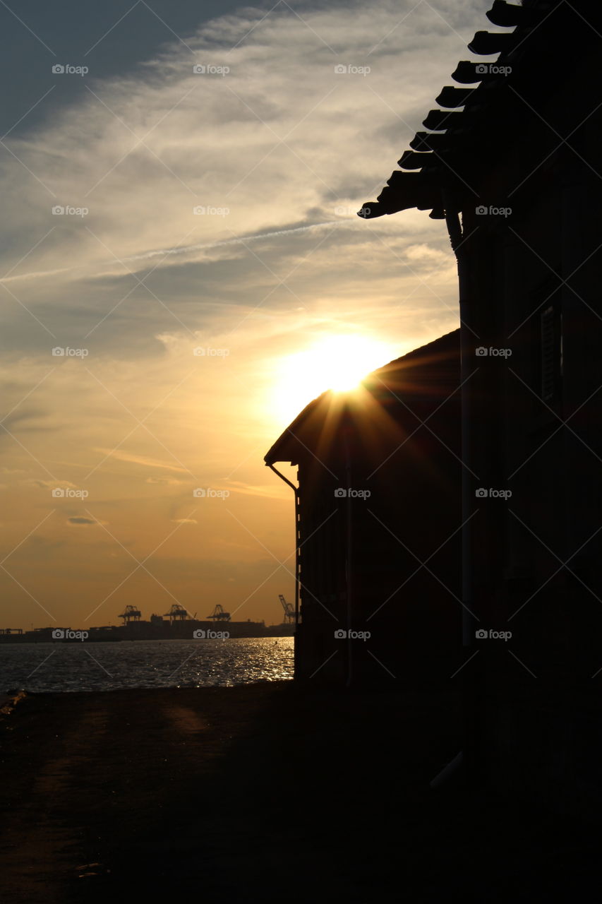Sunset at Ellis island 