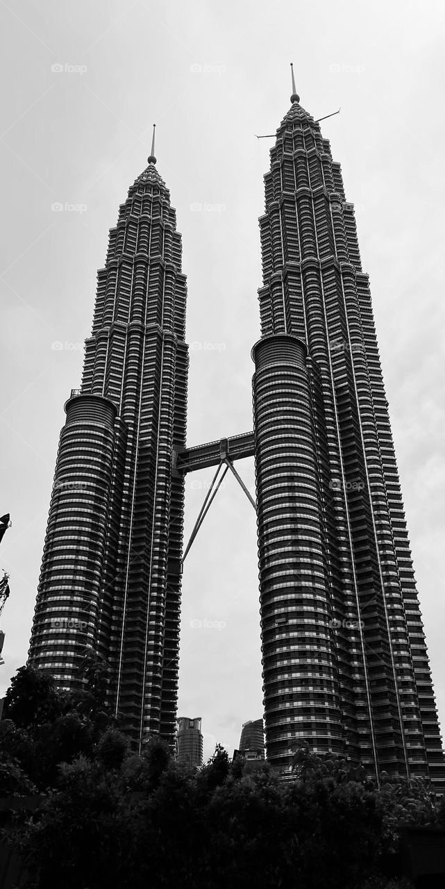 Petronas twin towers with interconnected bridge