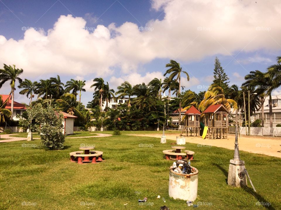 View of a park in Belize City