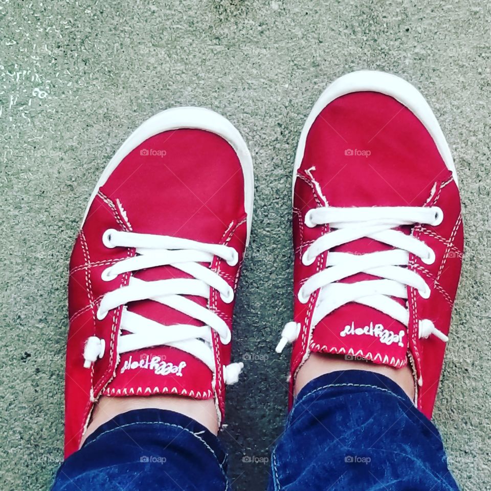 Fun red laced up sneakers