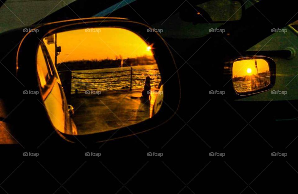 I caught a sunset on Lake Champlain in 2 mirrors