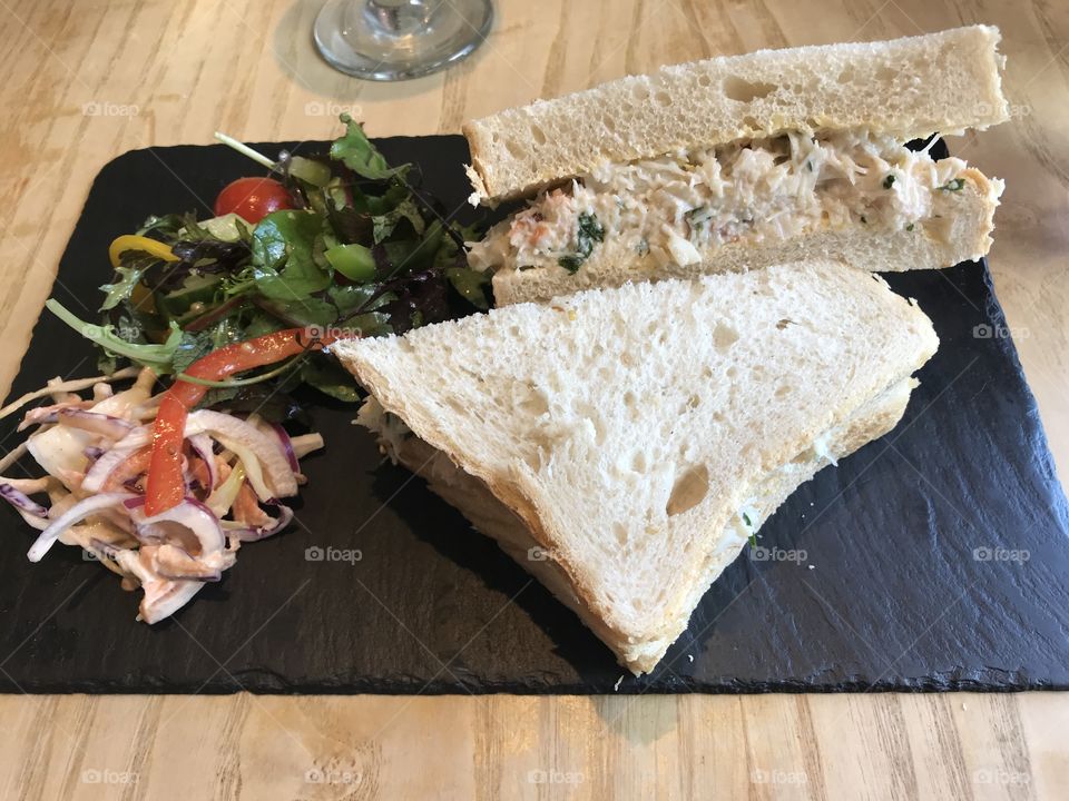 Crab sandwiches Cornish seafood meal
