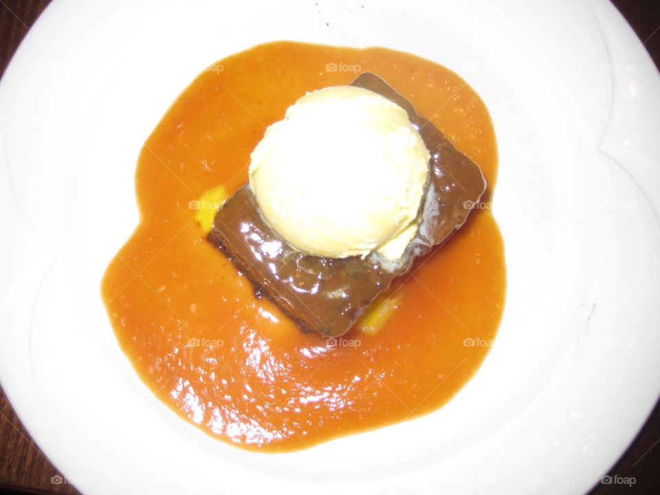 Delicious Dessert. Sticky Toffee Pudding Ala Mode