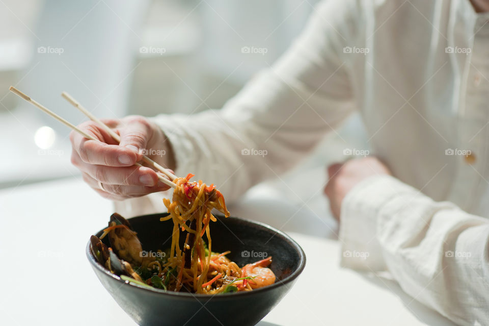 close-up of a plate with Asian cuisine