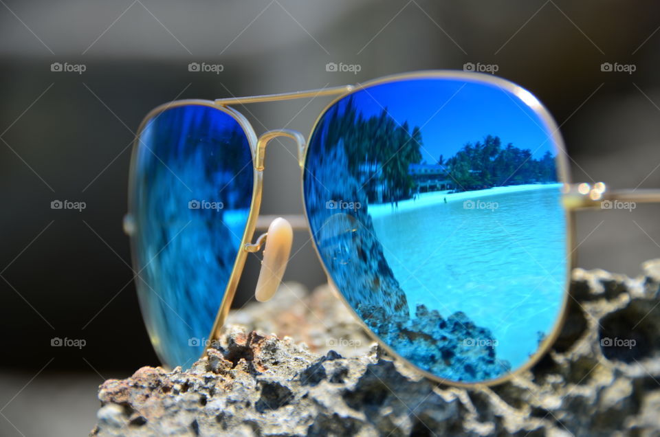 Beach reflection in sunglasses
