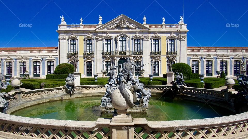 Garden and front of the Palace of Queluz - Portugal