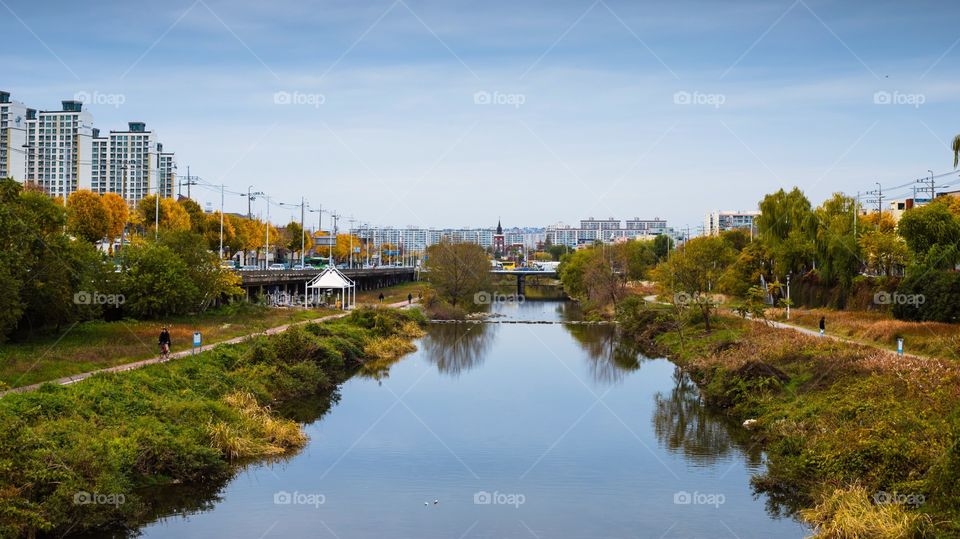 Gwangju city and river at the yangdong, South Korea