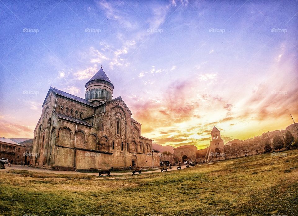 Beautiful church on sunset twilight in Tbilisi Georgia