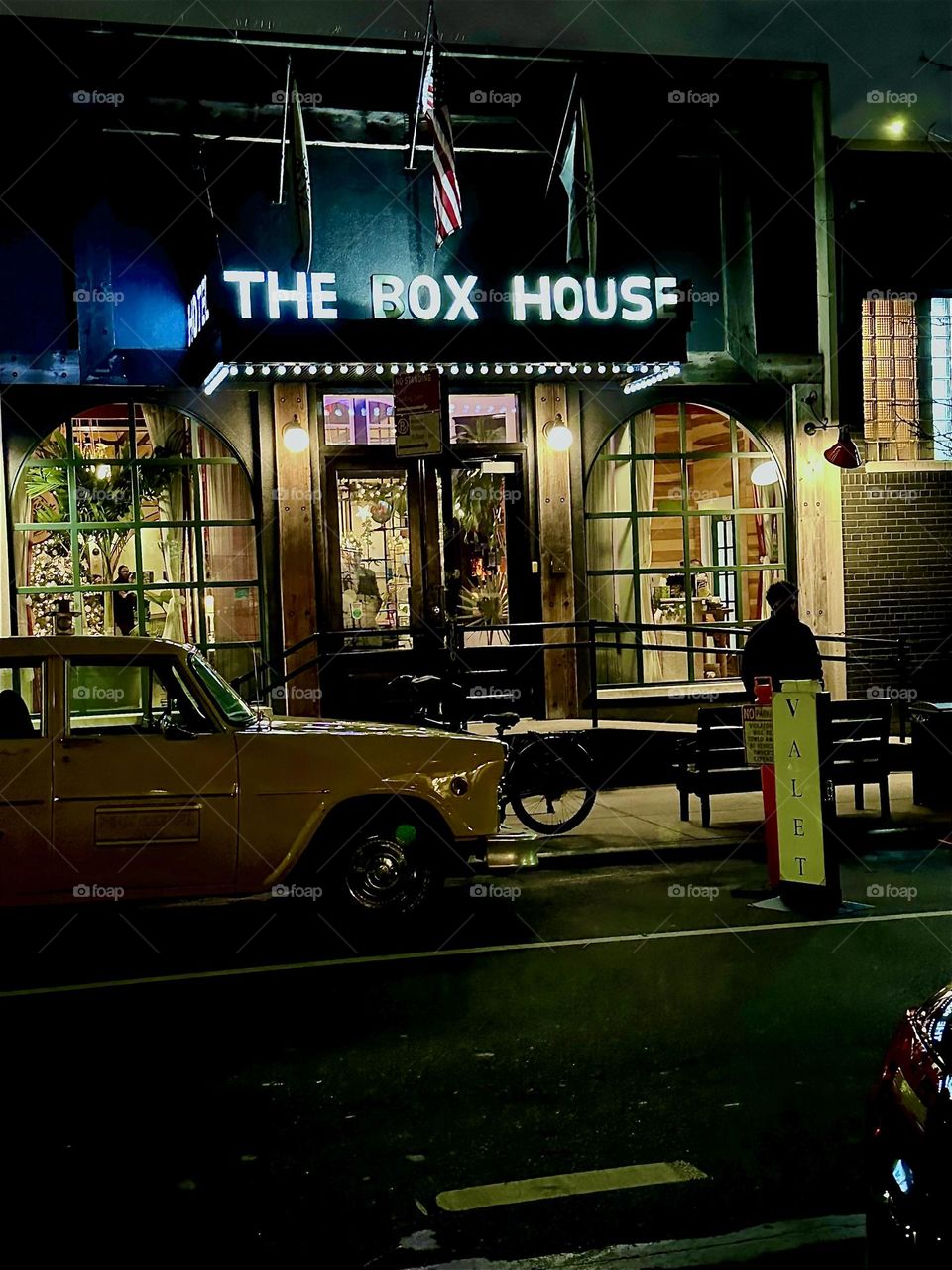 This is “THE BOX HOUSE HOTEL” on “Box Street” in “Greenpoint”, Bklyn by the “Pulaski Bridge” at “Newtown Creek”. At least one yellow cab is parked up front by the lobby at all times 24 / 7, day or night, rain or shine. 2023. Hypnotic Productions