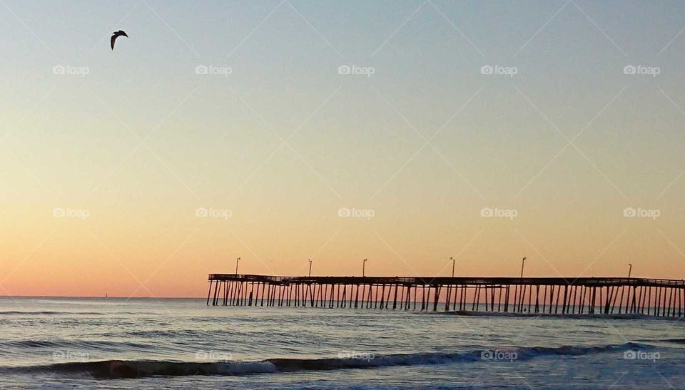 Water, Beach, Pier, Sea, Sunset