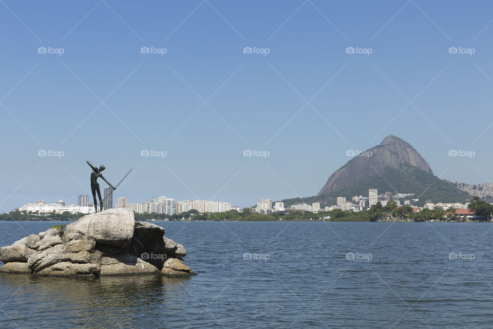 Rodrigo de Freitas Lagoon in Rio de Janeiro Brazil.