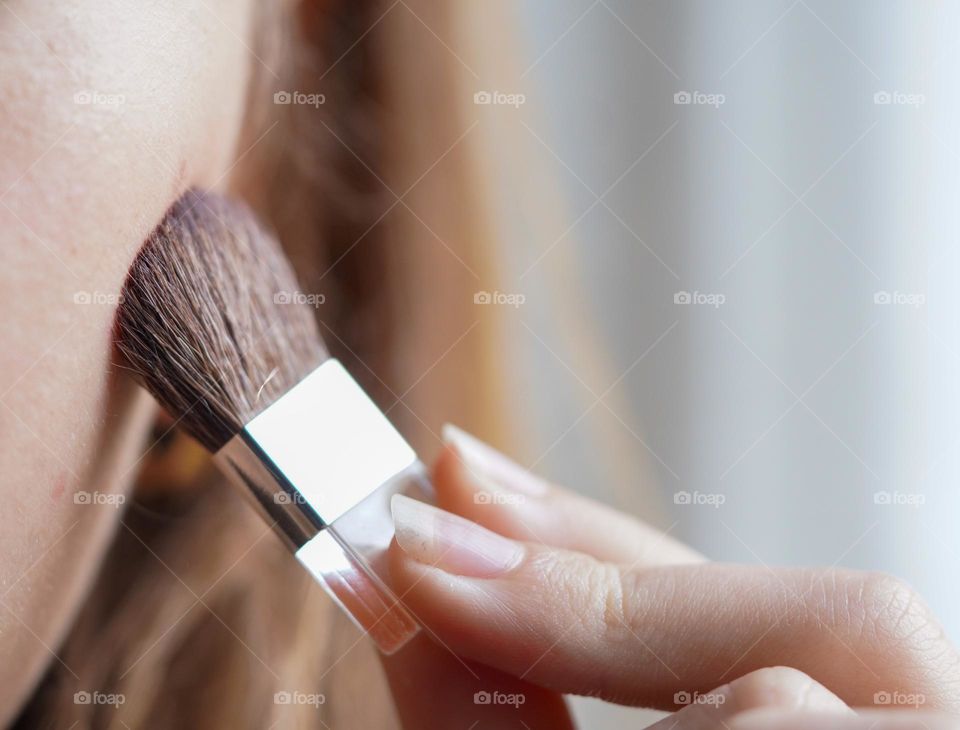 Natural blush on the cheek 